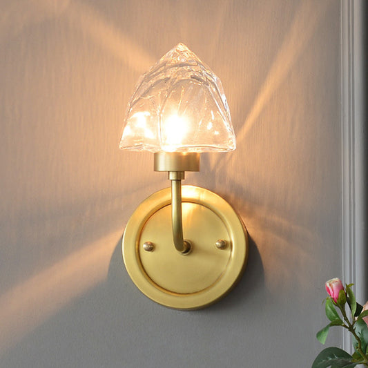 Gold Ice Cube Wall Light Fixture Contemporary 1 Light Faceted Clear Crystal Sconce Light Clearhalo 'Modern wall lights' 'Modern' 'Wall Lamps & Sconces' 'Wall Lights' Lighting' 255791