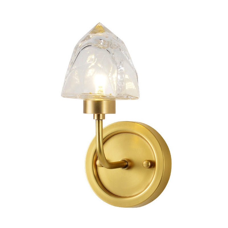 Gold Ice Cube Wall Light Fixture Contemporary 1 Light Faceted Clear Crystal Sconce Light Clearhalo 'Modern wall lights' 'Modern' 'Wall Lamps & Sconces' 'Wall Lights' Lighting' 255792