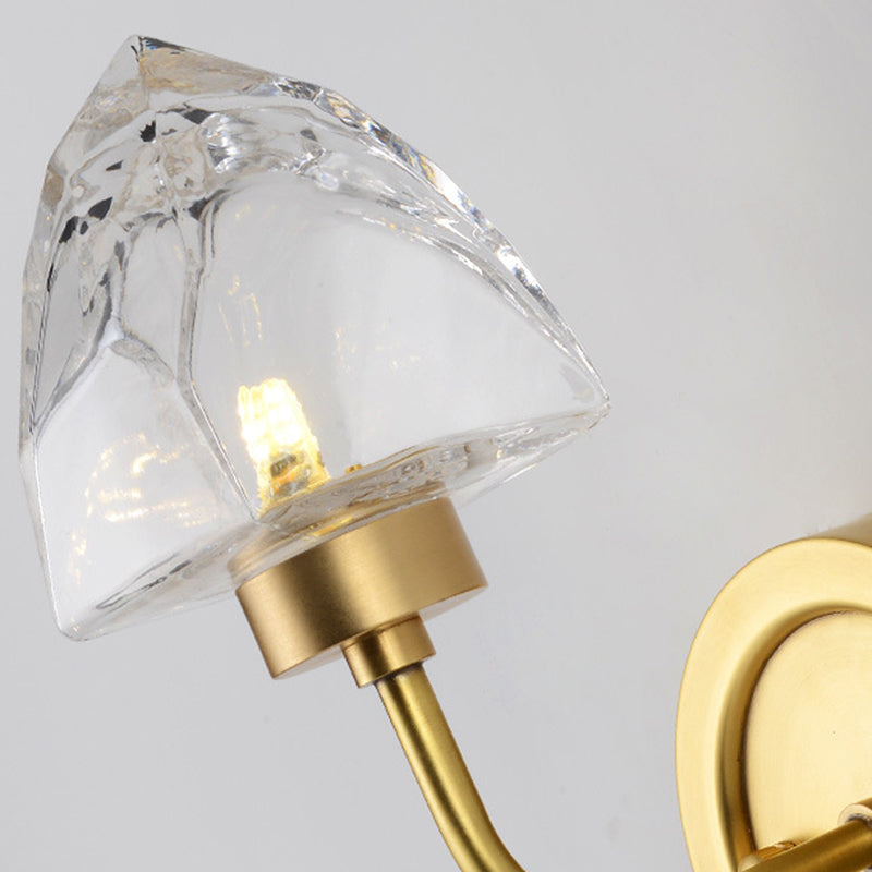 Gold Ice Cube Wall Light Fixture Contemporary 1 Light Faceted Clear Crystal Sconce Light Clearhalo 'Modern wall lights' 'Modern' 'Wall Lamps & Sconces' 'Wall Lights' Lighting' 255793