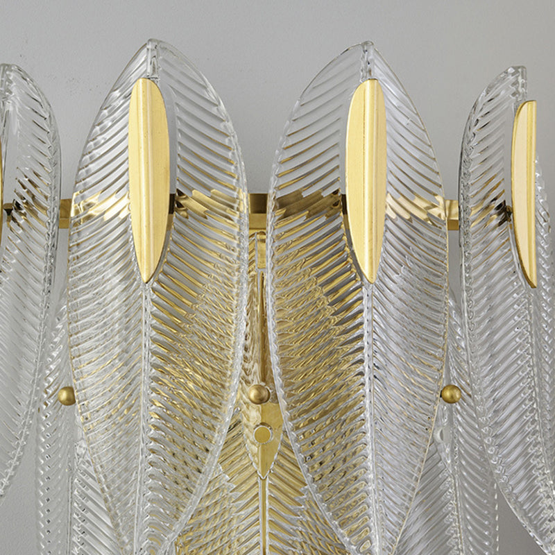 Prismatic Crystal Leaf Wall Sconce Light Minimalist 2 Lights Gold Wall Light Fixture Clearhalo 'Modern wall lights' 'Modern' 'Wall Lamps & Sconces' 'Wall Lights' Lighting' 255803