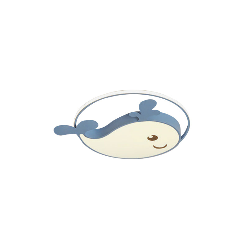 Smile Dolphin Girls Bedroom Ceiling Lamp Acrylic Animal Flush Ceiling Light with Ring Clearhalo 'Ceiling Lights' 'Close To Ceiling Lights' 'Close to ceiling' Lighting' 255810