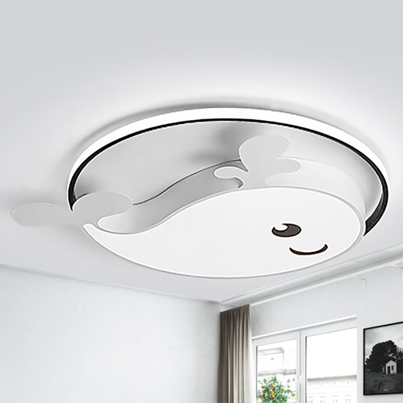 Smile Dolphin Girls Bedroom Ceiling Lamp Acrylic Animal Flush Ceiling Light with Ring White Clearhalo 'Ceiling Lights' 'Close To Ceiling Lights' 'Close to ceiling' Lighting' 255811