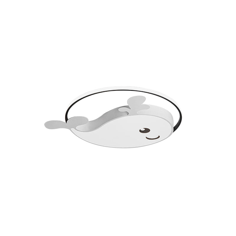 Smile Dolphin Girls Bedroom Ceiling Lamp Acrylic Animal Flush Ceiling Light with Ring Clearhalo 'Ceiling Lights' 'Close To Ceiling Lights' 'Close to ceiling' Lighting' 255813