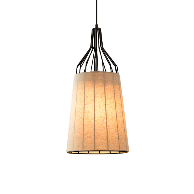 11“/14” W Vintage Tapered Ceiling Chandelier 3 Lights Fabric Suspension Light in Black/Coffee/Beige with Iron Frame Clearhalo 'Ceiling Lights' 'Chandeliers' Lighting' options 255843