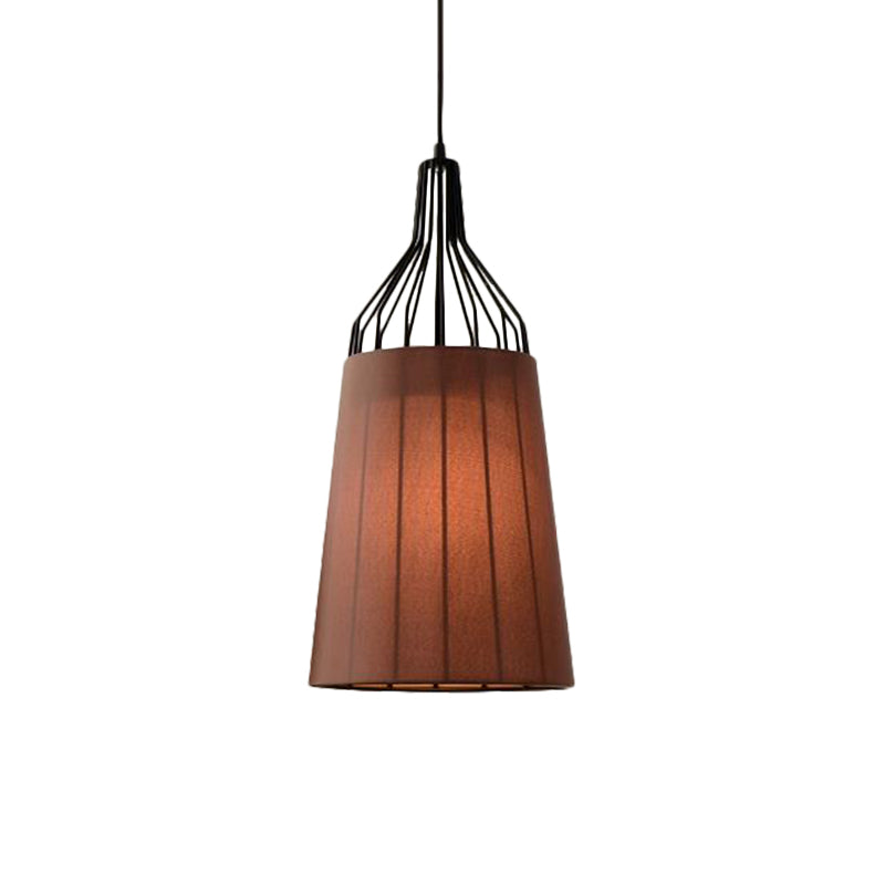 11“/14” W Vintage Tapered Ceiling Chandelier 3 Lights Fabric Suspension Light in Black/Coffee/Beige with Iron Frame Clearhalo 'Ceiling Lights' 'Chandeliers' Lighting' options 255847