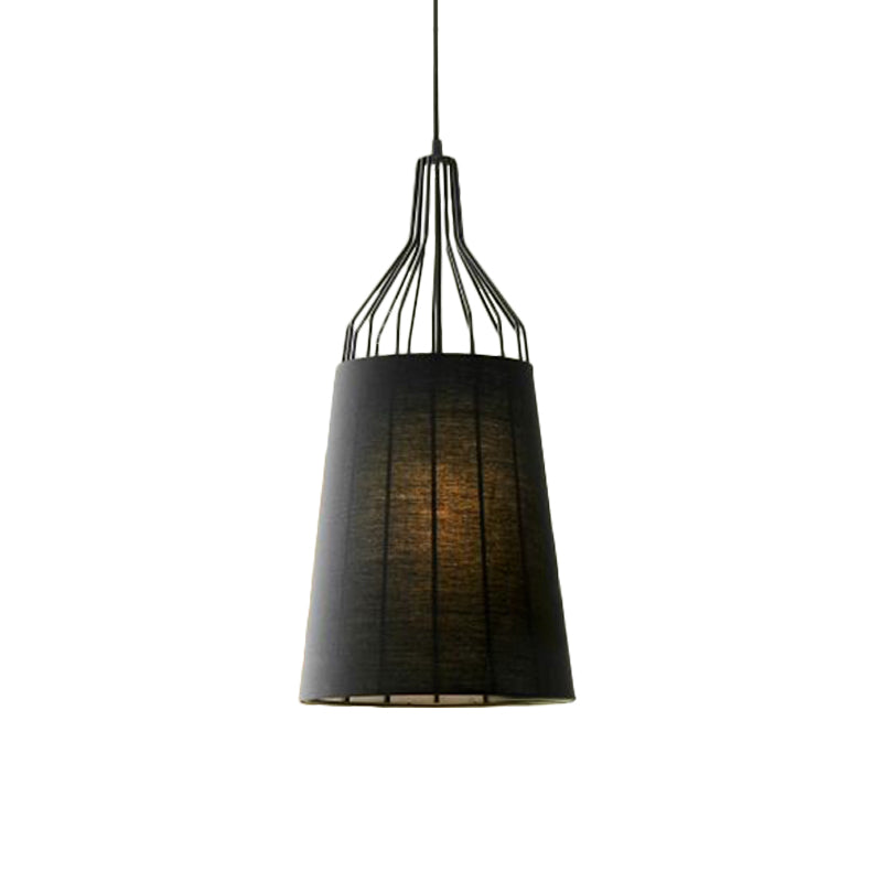 11“/14” W Vintage Tapered Ceiling Chandelier 3 Lights Fabric Suspension Light in Black/Coffee/Beige with Iron Frame Clearhalo 'Ceiling Lights' 'Chandeliers' Lighting' options 255850