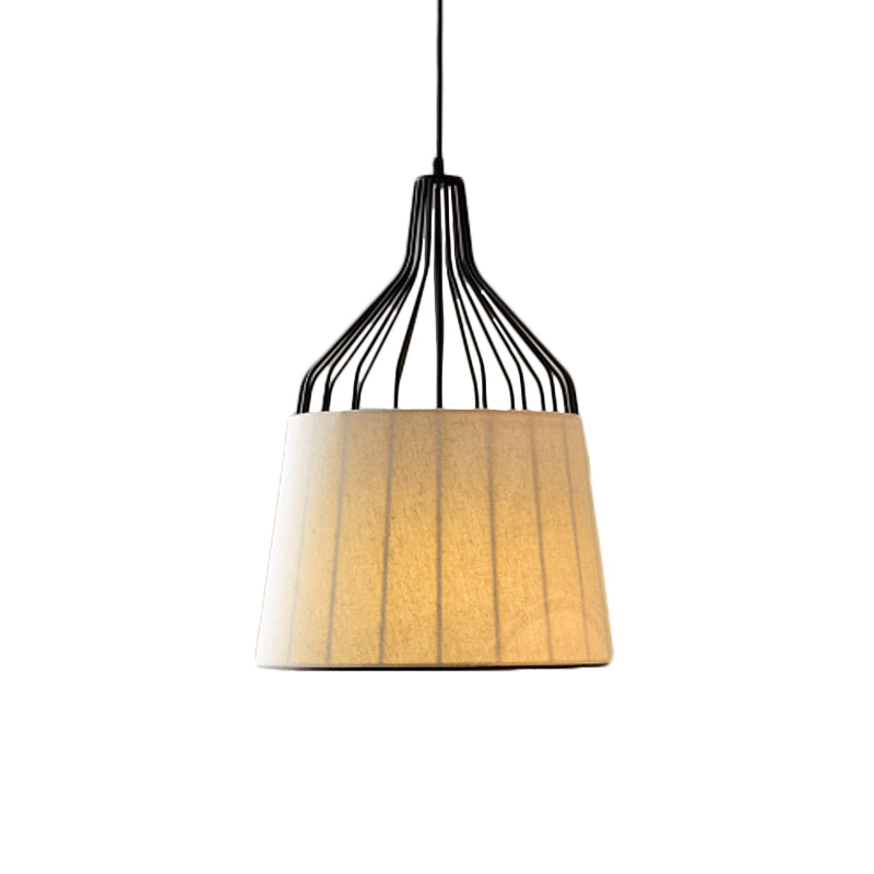 11“/14” W Vintage Tapered Ceiling Chandelier 3 Lights Fabric Suspension Light in Black/Coffee/Beige with Iron Frame Clearhalo 'Ceiling Lights' 'Chandeliers' Lighting' options 255853