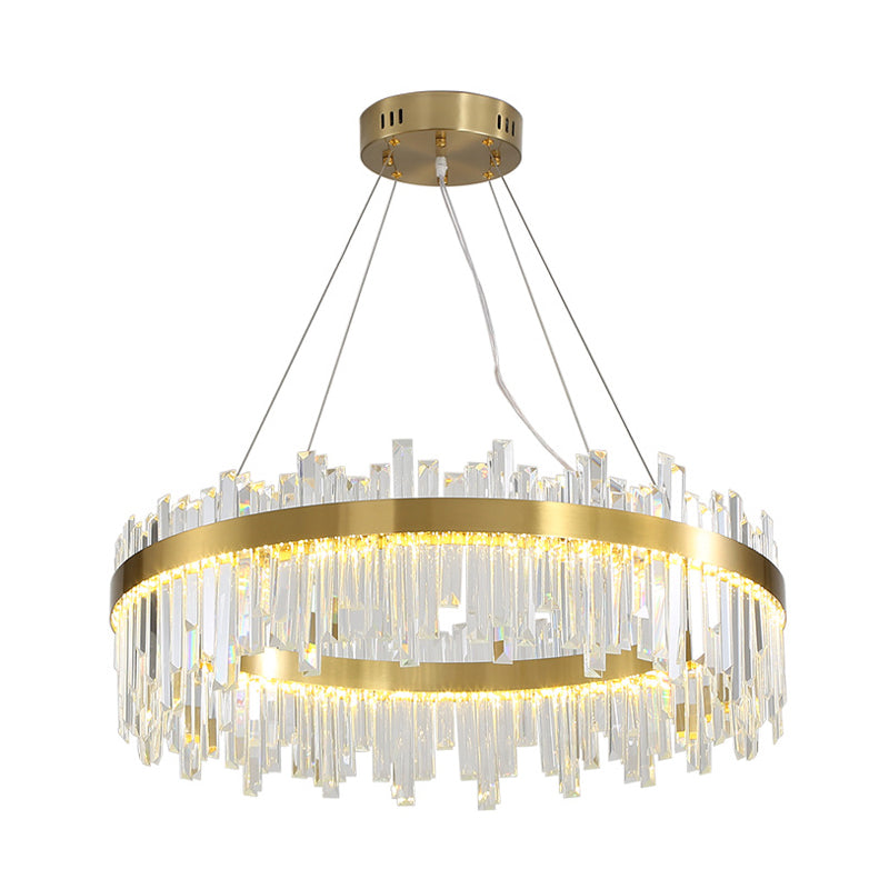 Gold Circle Hanging Ceiling Light Postmodern Crystal Block 19.5"/23.5"/31.5" Wide LED Chandelier Lamp Clearhalo 'Ceiling Lights' 'Chandeliers' 'Modern Chandeliers' 'Modern' Lighting' 255869