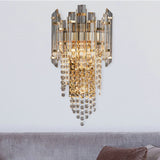 Beaded Wall Sconce Light Modern Crystal 2 Lights Smoke Grey Wall Mount Light for Living Room Clearhalo 'Modern wall lights' 'Modern' 'Wall Lamps & Sconces' 'Wall Lights' Lighting' 255872