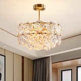 Gold Circular Hanging Lamp Kit Postmodern 8/9 Heads Hexagon Crystal Hanging Ceiling Light 8 Gold Clearhalo 'Ceiling Lights' 'Chandeliers' 'Modern Chandeliers' 'Modern' Lighting' 255960