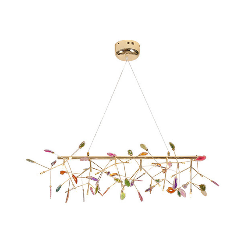 Branch Island Light Nordic Colorful Crystal 16/24 Heads Gold Hanging Ceiling Light for Dining Room Clearhalo 'Ceiling Lights' 'Island Lights' Lighting' 256001