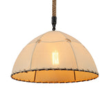 1 Light Hanging Light Kit Traditional Domed Fabric Suspension Pendant in Beige for Restaurant Clearhalo 'Ceiling Lights' 'Pendant Lights' 'Pendants' Lighting' 256110