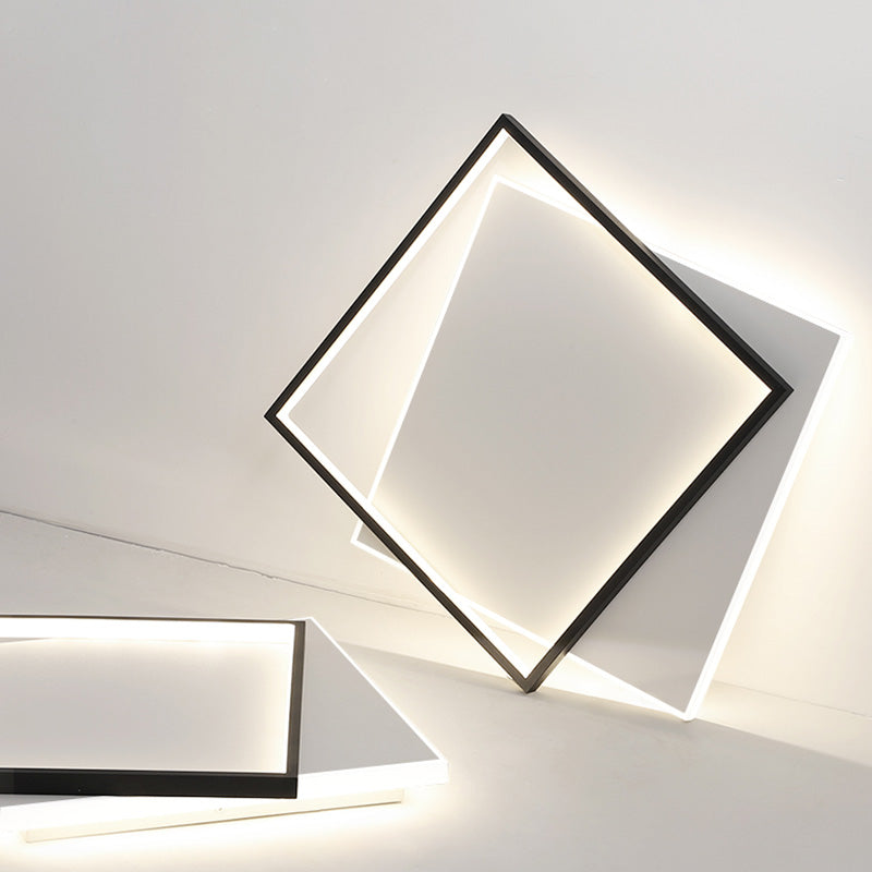 Simplicity LED Ceiling Lamp Double Squares Geometric Shape Flush Mount Lighting Fixture with Acrylic Shade Clearhalo 'Ceiling Lights' 'Close To Ceiling Lights' 'Close to ceiling' 'Flush mount' Lighting' 2562319