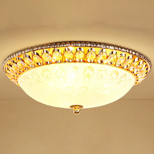 Modern Crystal Style Flush Mount Light Simplicity LED Ceiling Lamp for Bedroom Gold 16" Schoolhouse Clearhalo 'Ceiling Lights' 'Close To Ceiling Lights' 'Close to ceiling' 'Flush mount' Lighting' 2562427