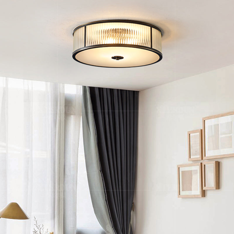 Glass Drum Shape Lighting Fixture Modern Simplicity Style Foyer Ceiling Light Clearhalo 'Ceiling Lights' 'Close To Ceiling Lights' 'Close to ceiling' 'Flush mount' Lighting' 2562627