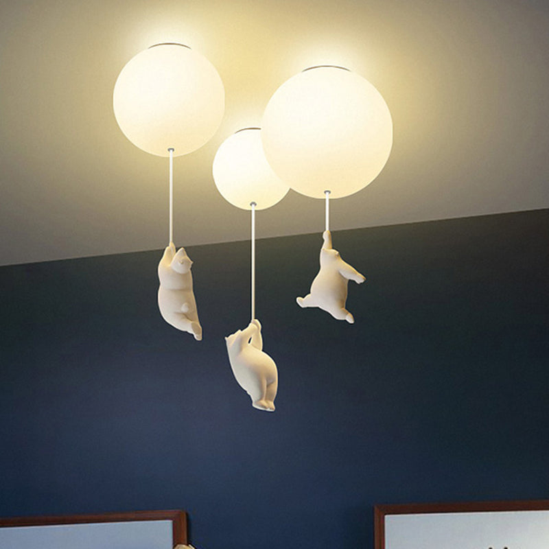 Cartoon Little Bear Ceiling Light Ball Shape Flush Mount Lighting Fixture for Children's Room Clearhalo 'Ceiling Lights' 'Close To Ceiling Lights' 'Close to ceiling' 'Flush mount' Lighting' 2562671