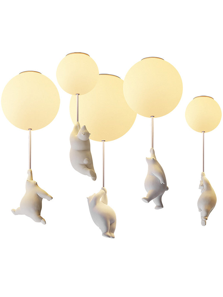 Cartoon Little Bear Ceiling Light Ball Shape Flush Mount Lighting Fixture for Children's Room Clearhalo 'Ceiling Lights' 'Close To Ceiling Lights' 'Close to ceiling' 'Flush mount' Lighting' 2562672