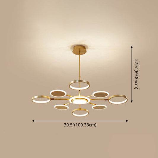 Circle LED Ceiling Chandelier Modern Metal Ceiling Hung Fixtures with Hanging Cord for Living Room Clearhalo 'Ceiling Lights' 'Chandeliers' 'Modern Chandeliers' 'Modern' Lighting' 2562827