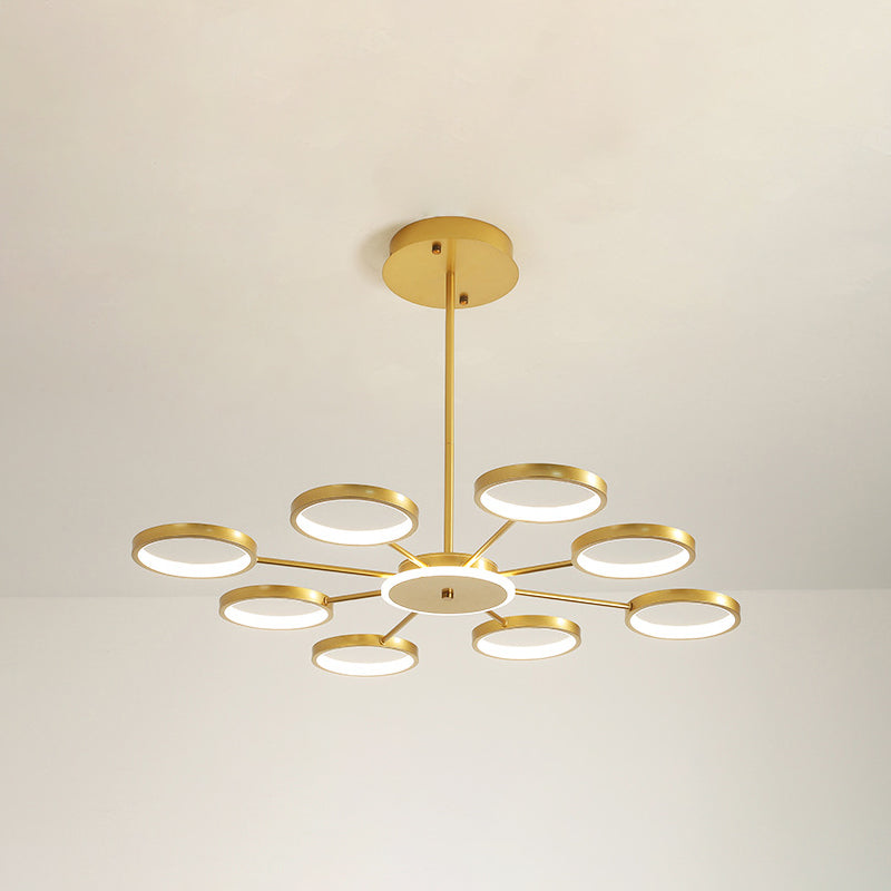 Starburst Chandelier Lighting Contemporary Metal Hanging Lamp Kit for Living Room Gold 36.5" Clearhalo 'Ceiling Lights' 'Chandeliers' 'Modern Chandeliers' 'Modern' Lighting' 2562848