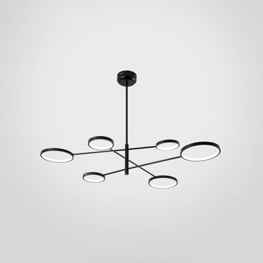 Ring Ceiling Chandelier Modernist Metal Pendant Light Fixtures with Hanging Cord for Restaurant 6 Black Warm Clearhalo 'Ceiling Lights' 'Chandeliers' 'Modern Chandeliers' 'Modern' Lighting' 2562927