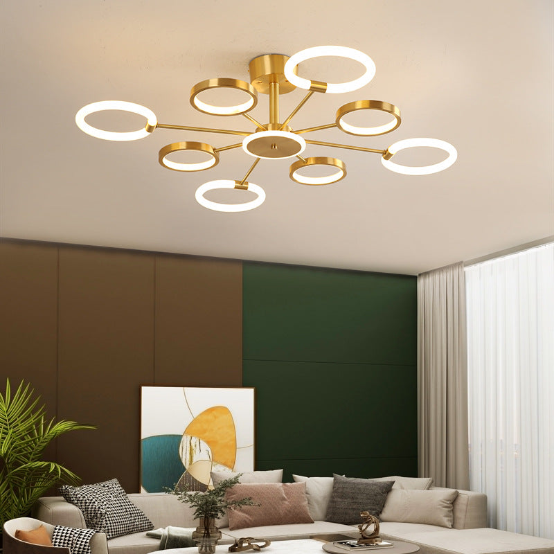 Radial Chandelier Lighting Fixtures Ultra-Contemporary Metal Pendant Lighting for Living Room Clearhalo 'Ceiling Lights' 'Close To Ceiling Lights' 'Close to ceiling' 'Semi-flushmount' Lighting' 2562963