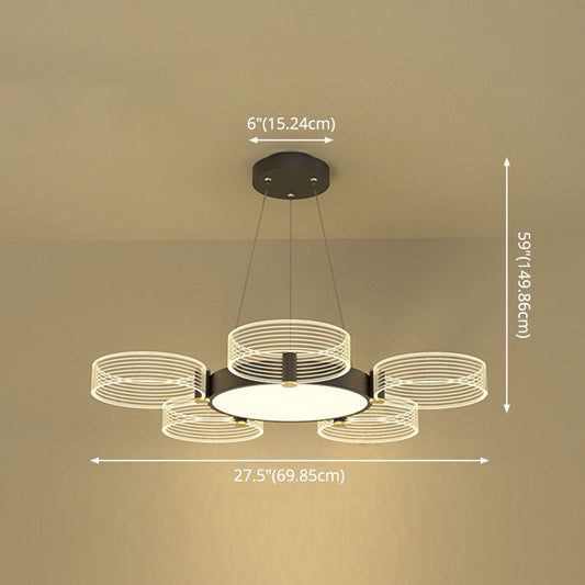 Circle Chandelier Lighting Modernist Acrylic Ceiling Pendant Light for Living Room Clearhalo 'Ceiling Lights' 'Chandeliers' 'Modern Chandeliers' 'Modern' Lighting' 2562976