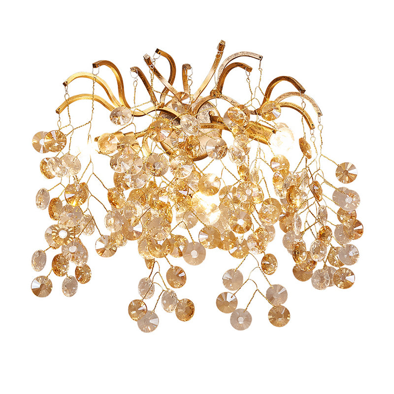 Branch Faceted Crystal Wall Lamp Postmodern 3 Heads Gold Sconce Light Fixture for Living Room Clearhalo 'Wall Lamps & Sconces' 'Wall Lights' Lighting' 256367