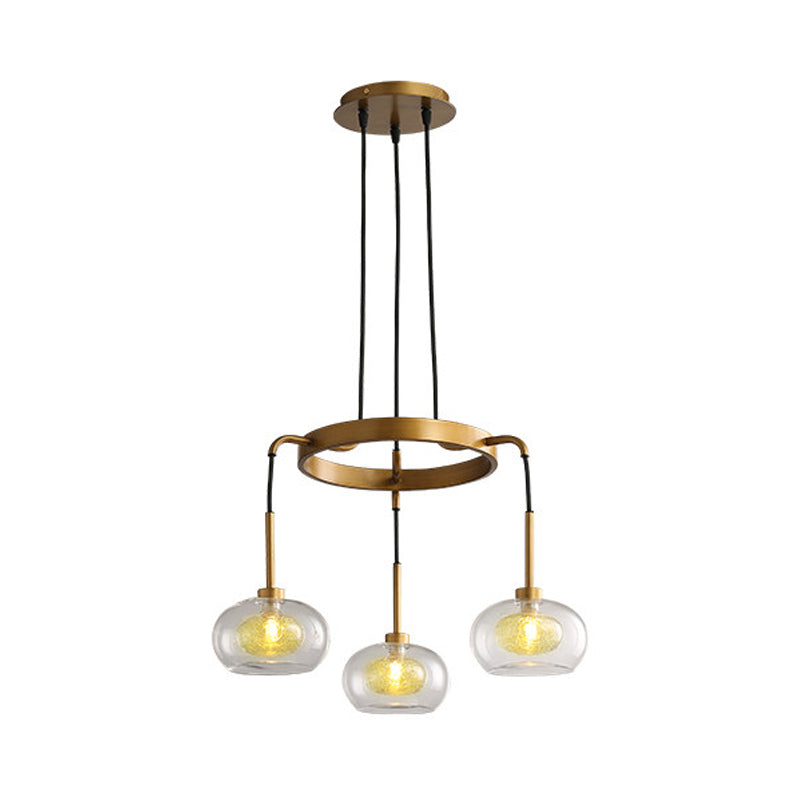 White/Gold Wagon Wheel Chandelier Farmhouse Clear Glass 3/6/8 Heads Pendant Ceiling Light Clearhalo 'Ceiling Lights' 'Chandeliers' 'Glass shade' 'Glass' 'Pendant Lights' Lighting' 256416