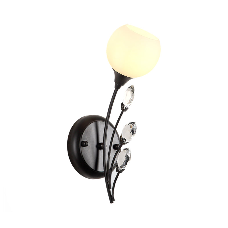 Bubble Shade White Glass Sconce Light Fixture Rustic 1/2 Lights Dining Room Wall Mounted Lamp in Black Clearhalo 'Wall Lamps & Sconces' 'Wall Lights' Lighting' 256463