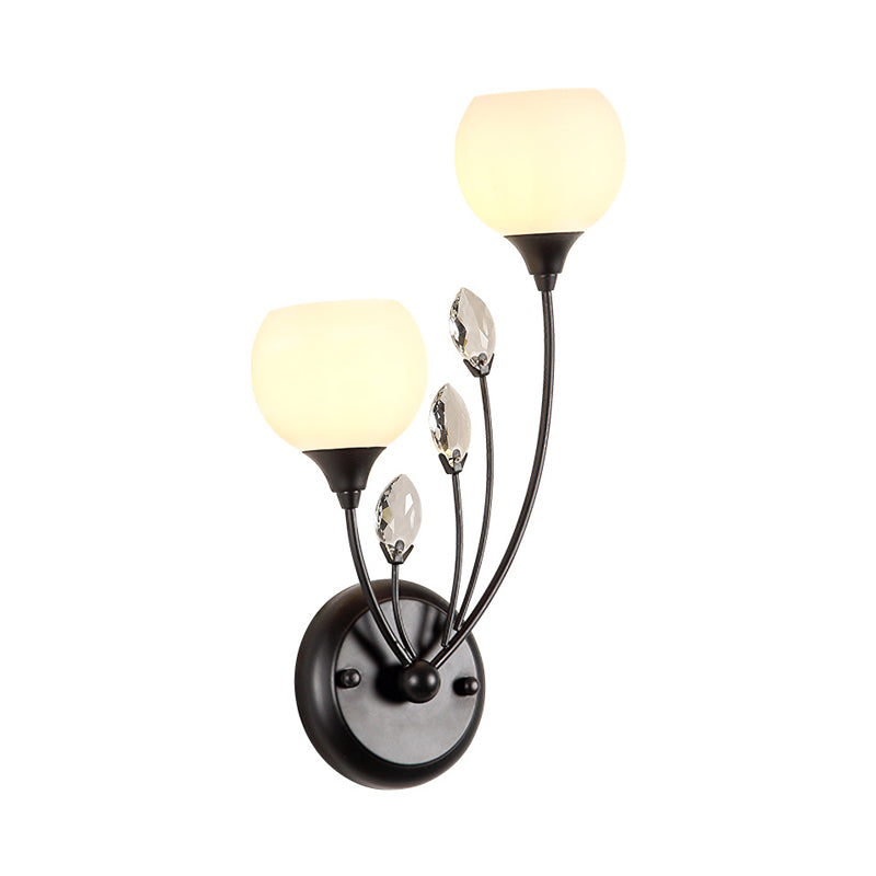 Bubble Shade White Glass Sconce Light Fixture Rustic 1/2 Lights Dining Room Wall Mounted Lamp in Black Clearhalo 'Wall Lamps & Sconces' 'Wall Lights' Lighting' 256467