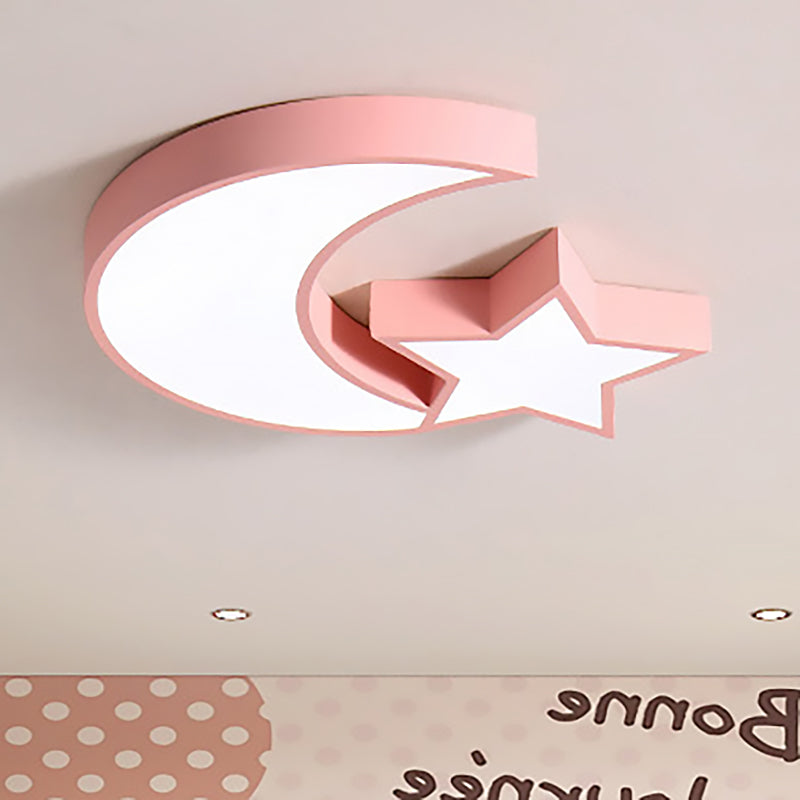 Metal Acrylic LED Flush Mount Light with Star & Moon Kid Bedroom Cute LED Ceiling Lamp Clearhalo 'Ceiling Lights' 'Close To Ceiling Lights' 'Close to ceiling' 'Flush mount' Lighting' 256573