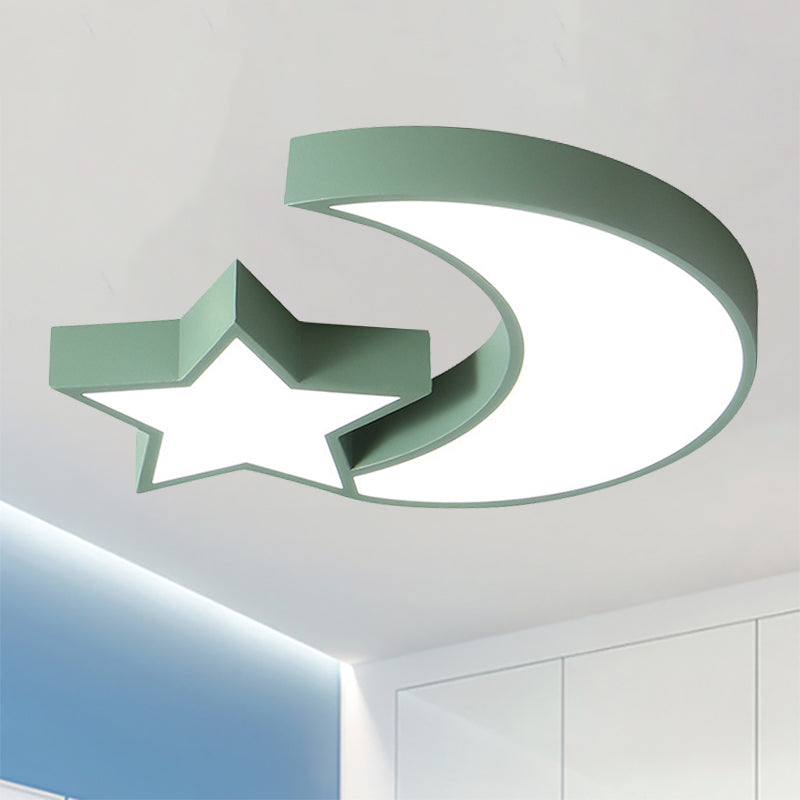 Metal Acrylic LED Flush Mount Light with Star & Moon Kid Bedroom Cute LED Ceiling Lamp Clearhalo 'Ceiling Lights' 'Close To Ceiling Lights' 'Close to ceiling' 'Flush mount' Lighting' 256577