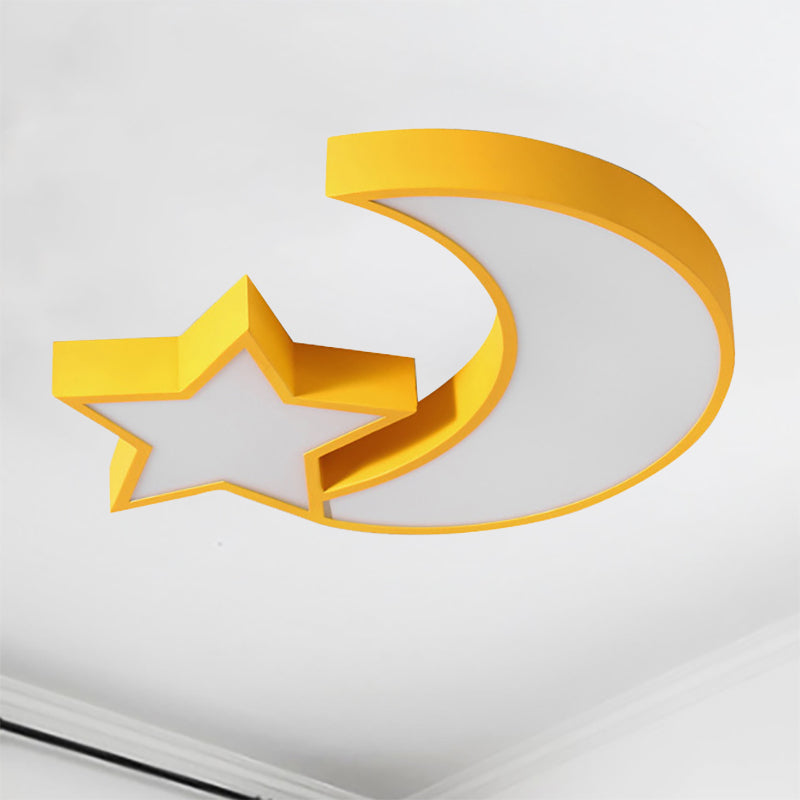 Metal Acrylic LED Flush Mount Light with Star & Moon Kid Bedroom Cute LED Ceiling Lamp Clearhalo 'Ceiling Lights' 'Close To Ceiling Lights' 'Close to ceiling' 'Flush mount' Lighting' 256581