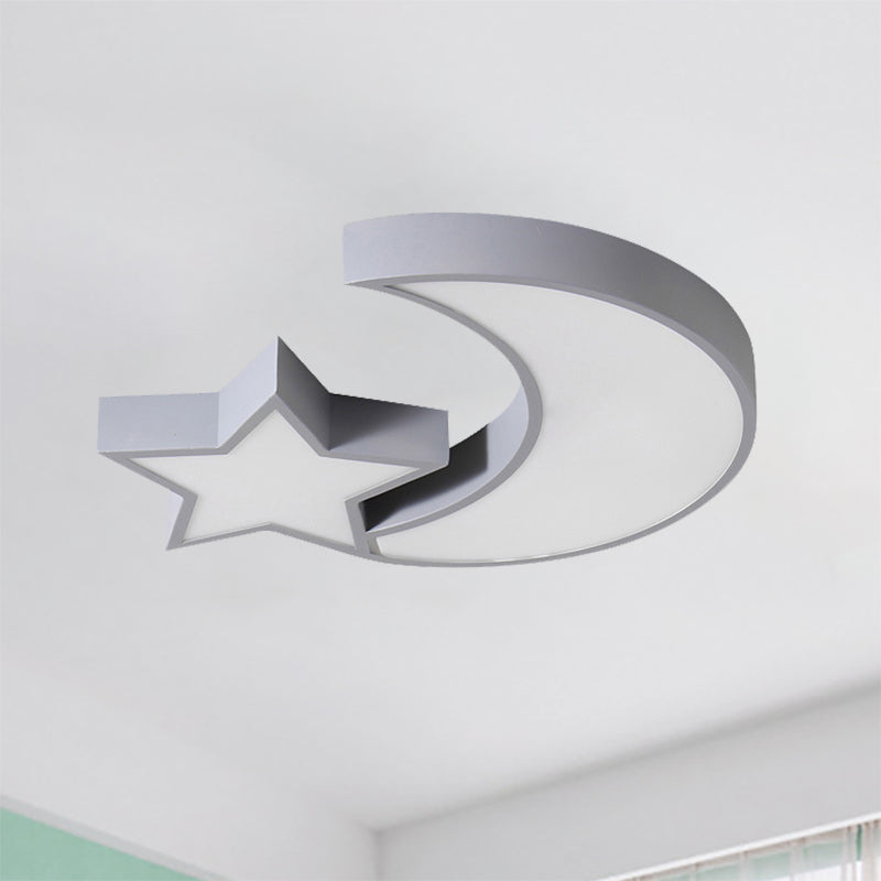 Metal Acrylic LED Flush Mount Light with Star & Moon Kid Bedroom Cute LED Ceiling Lamp Clearhalo 'Ceiling Lights' 'Close To Ceiling Lights' 'Close to ceiling' 'Flush mount' Lighting' 256584