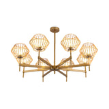 31.5"/39" Wide Gold Cage Chandelier Pendant Traditional Iron 6/8-Head Ceiling Light Fixture Clearhalo 'Ceiling Lights' 'Chandeliers' Lighting' options 256625