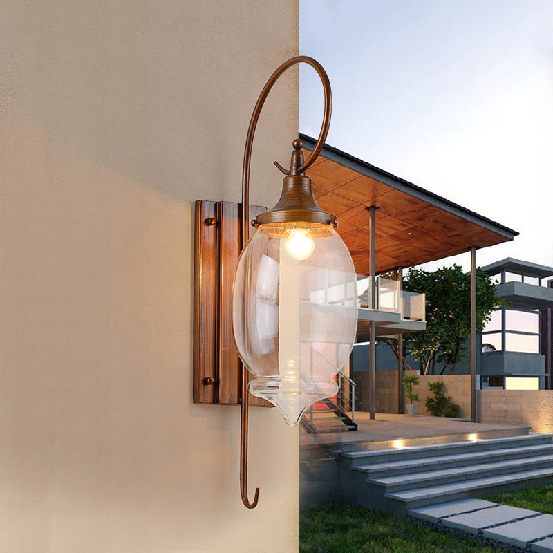 Brown 1 Light Wall Lighting Fixture Traditional Clear Glass Bottle Sconce for Outdoor Clearhalo 'Wall Lamps & Sconces' 'Wall Lights' Lighting' 256723