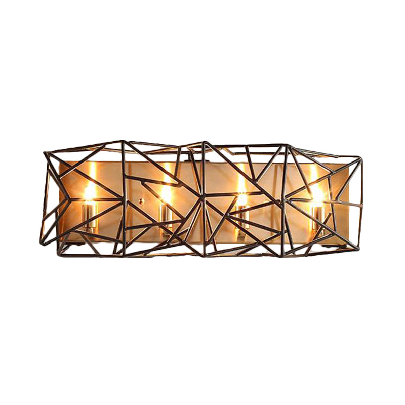 Metal Caged Sconce Light Fixture Traditional 4 Lights Indoor Wall Mounted Lamp in Black Clearhalo 'Wall Lamps & Sconces' 'Wall Lights' Lighting' 256815