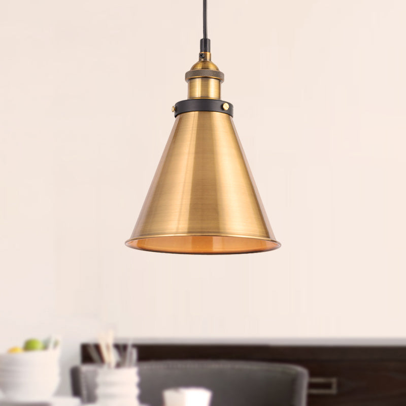 Barn Shade Metal Suspension Light Industrial Style 1 Bulb Brass Adjustable Hanging Ceiling Light Brass C Clearhalo 'Art Deco Pendants' 'Cast Iron' 'Ceiling Lights' 'Ceramic' 'Crystal' 'Industrial Pendants' 'Industrial' 'Metal' 'Middle Century Pendants' 'Pendant Lights' 'Pendants' 'Tiffany' Lighting' 256859