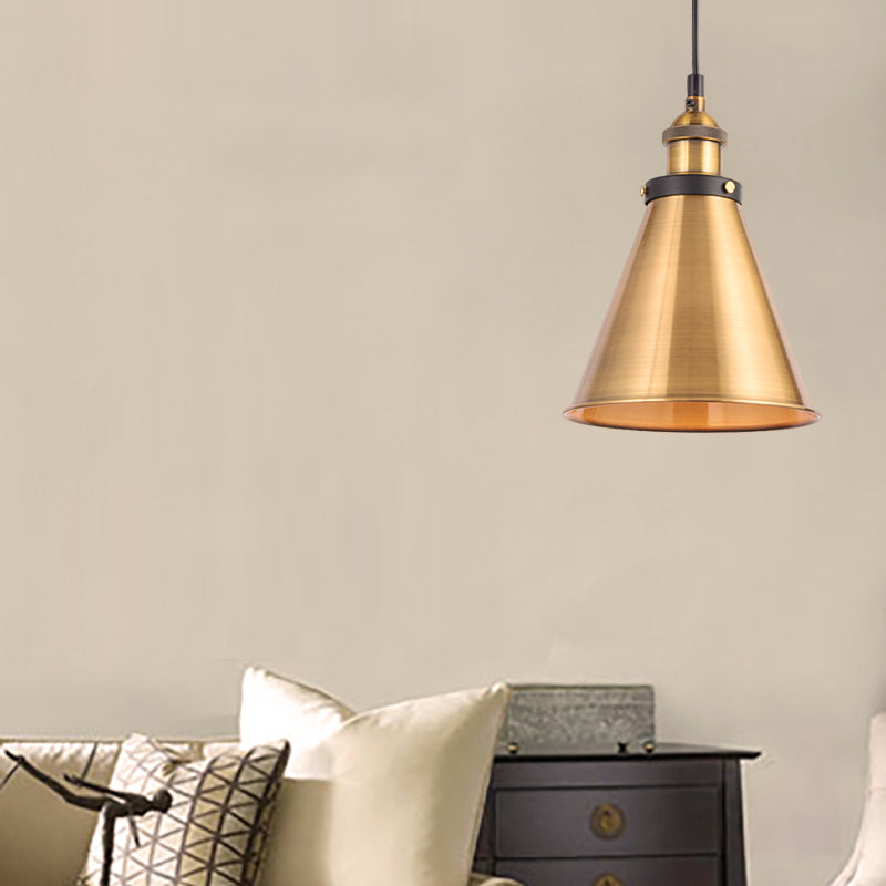 Barn Shade Metal Suspension Light Industrial Style 1 Bulb Brass Adjustable Hanging Ceiling Light Clearhalo 'Art Deco Pendants' 'Cast Iron' 'Ceiling Lights' 'Ceramic' 'Crystal' 'Industrial Pendants' 'Industrial' 'Metal' 'Middle Century Pendants' 'Pendant Lights' 'Pendants' 'Tiffany' Lighting' 256860