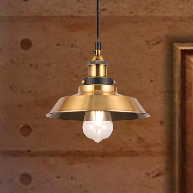 Barn Shade Metal Suspension Light Industrial Style 1 Bulb Brass Adjustable Hanging Ceiling Light Clearhalo 'Art Deco Pendants' 'Cast Iron' 'Ceiling Lights' 'Ceramic' 'Crystal' 'Industrial Pendants' 'Industrial' 'Metal' 'Middle Century Pendants' 'Pendant Lights' 'Pendants' 'Tiffany' Lighting' 256863