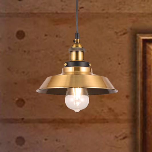 Barn Shade Metal Suspension Light Industrial Style 1 Bulb Brass Adjustable Hanging Ceiling Light Clearhalo 'Art Deco Pendants' 'Cast Iron' 'Ceiling Lights' 'Ceramic' 'Crystal' 'Industrial Pendants' 'Industrial' 'Metal' 'Middle Century Pendants' 'Pendant Lights' 'Pendants' 'Tiffany' Lighting' 256863