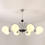 Globe Chandelier Lighting Fixtures Modern White Glass Suspension Light for Bedroom 6 Silver Clearhalo 'Ceiling Lights' 'Chandeliers' 'Modern Chandeliers' 'Modern' Lighting' 2569338