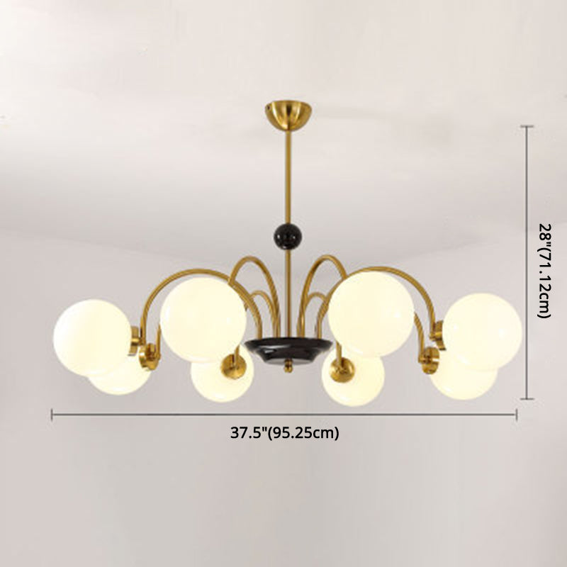 Globe Chandelier Lighting Fixtures Modern White Glass Suspension Light for Bedroom Clearhalo 'Ceiling Lights' 'Chandeliers' 'Modern Chandeliers' 'Modern' Lighting' 2569352