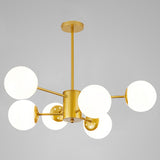 Spherical Chandelier Light Ultra-Contemporary Glass Ceiling Pendant for Living Room 6 Gold without Spot Light Clearhalo 'Ceiling Lights' 'Chandeliers' 'Modern Chandeliers' 'Modern' Lighting' 2569492