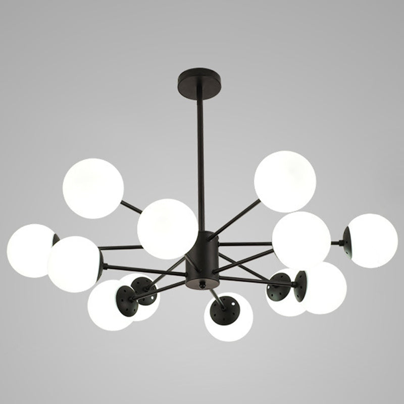 Spherical Chandelier Light Ultra-Contemporary Glass Ceiling Pendant for Living Room 12 Black without Spot Light Clearhalo 'Ceiling Lights' 'Chandeliers' 'Modern Chandeliers' 'Modern' Lighting' 2569506