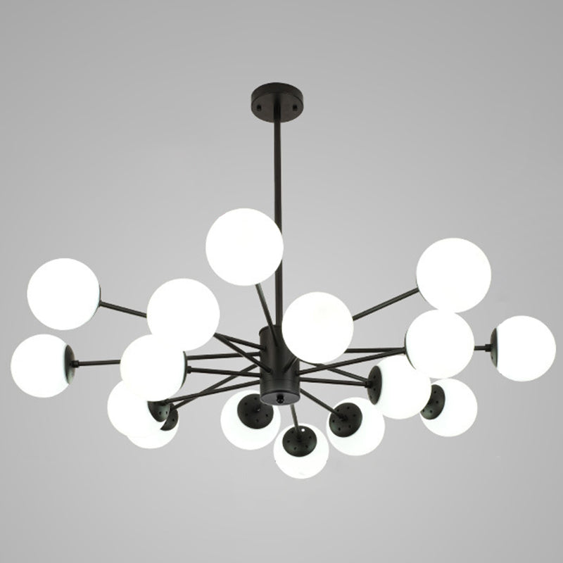 Spherical Chandelier Light Ultra-Contemporary Glass Ceiling Pendant for Living Room 16 Black without Spot Light Clearhalo 'Ceiling Lights' 'Chandeliers' 'Modern Chandeliers' 'Modern' Lighting' 2569513