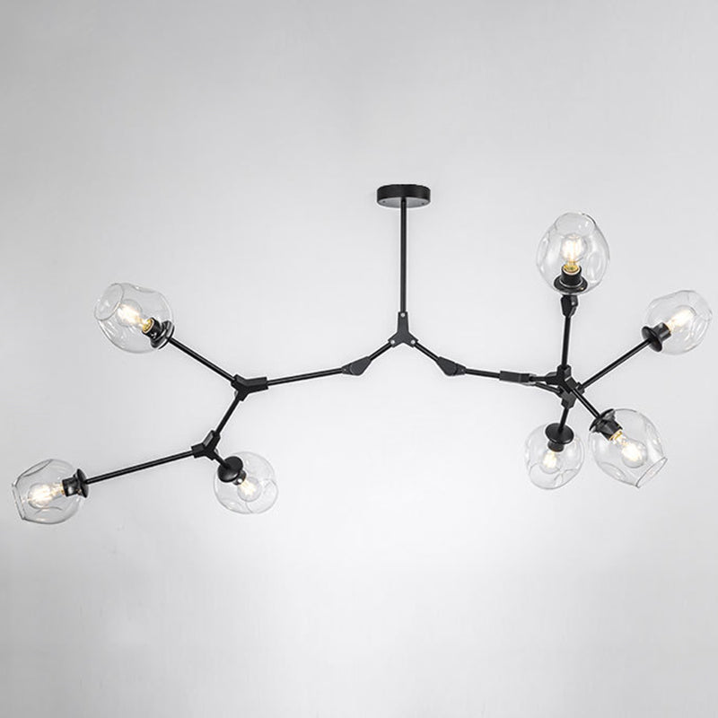 Branching Chandelier Lighting Fixtures Modern Glass Suspension Light for Living Room 7 Black Clearhalo 'Ceiling Lights' 'Chandeliers' 'Modern Chandeliers' 'Modern' Lighting' 2569578