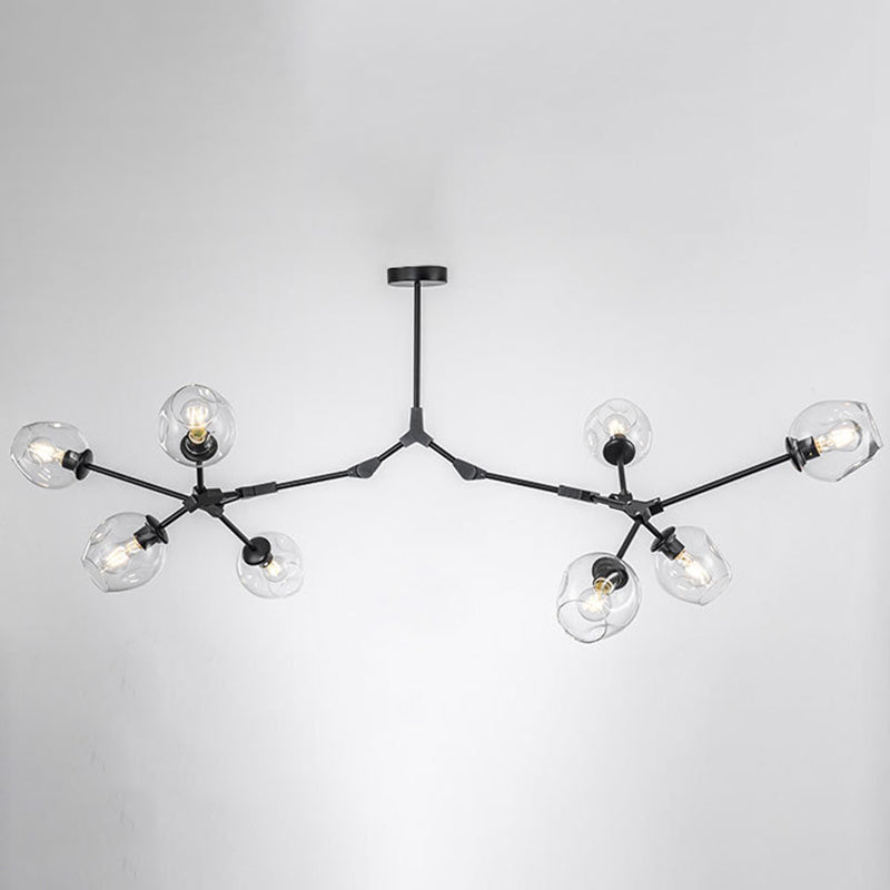 Branching Chandelier Lighting Fixtures Modern Glass Suspension Light for Living Room 8 Black Clearhalo 'Ceiling Lights' 'Chandeliers' 'Modern Chandeliers' 'Modern' Lighting' 2569583