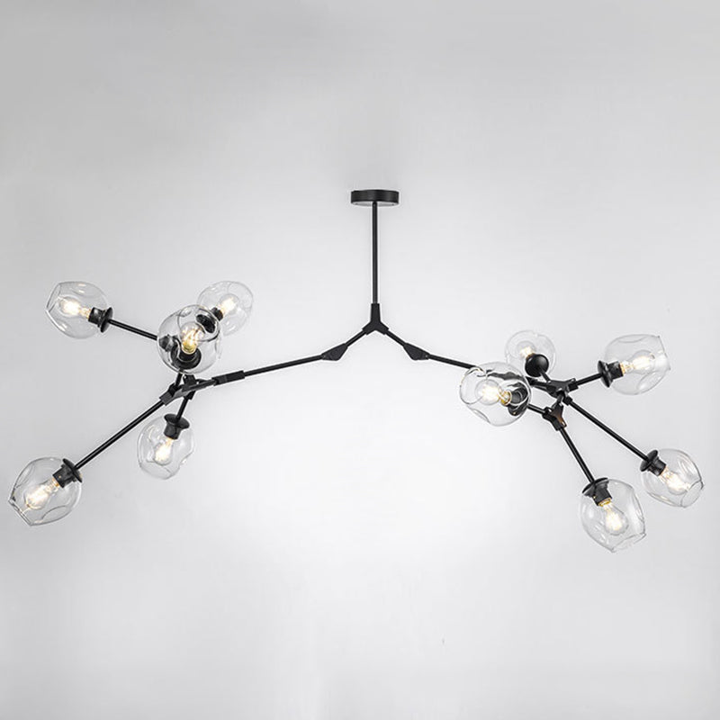 Branching Chandelier Lighting Fixtures Modern Glass Suspension Light for Living Room 10 Black Clearhalo 'Ceiling Lights' 'Chandeliers' 'Modern Chandeliers' 'Modern' Lighting' 2569590