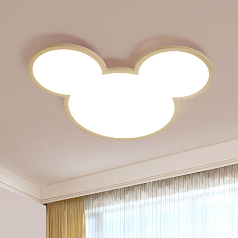 Cartoon Mouse Head Flush Ceiling Light Acrylic Undertint LED Ceiling Fixture for Nursing Room White Clearhalo 'Ceiling Lights' 'Close To Ceiling Lights' 'Close to ceiling' 'Flush mount' Lighting' 256970